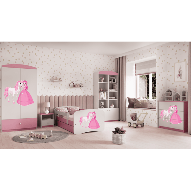 Komoda babydreams rožinė princesė arklys