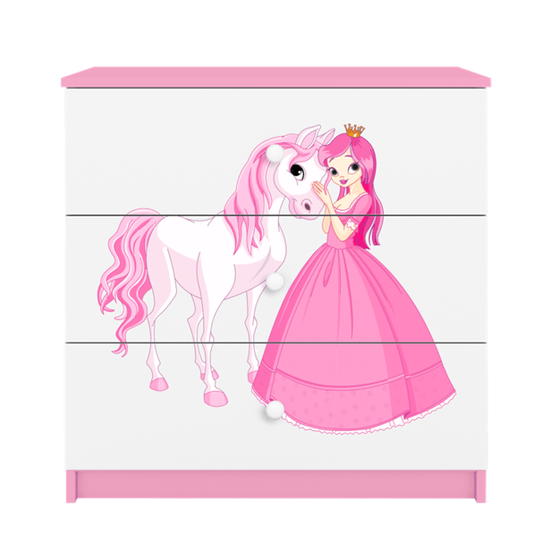 Komoda babydreams rožinė princesė arklys