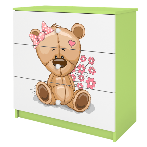 Chest of drawers babydreams green teddybear flowers