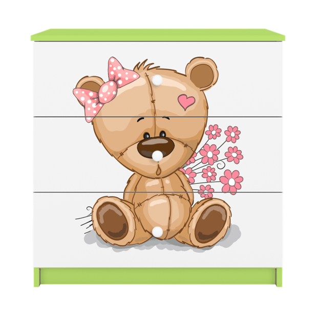 Chest of drawers babydreams green teddybear flowers