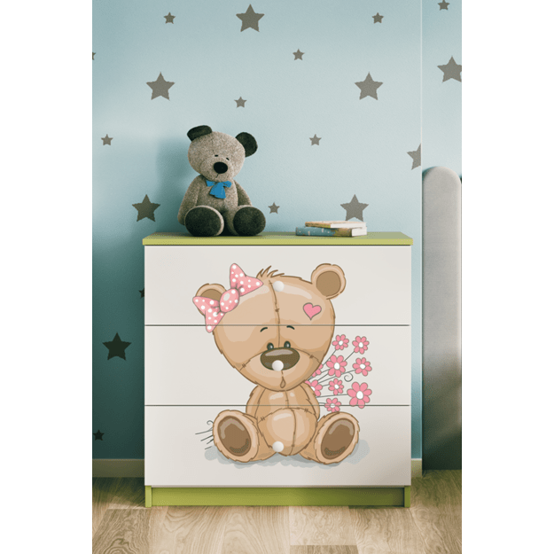 Chest of drawers babydreams green teddybear flowers