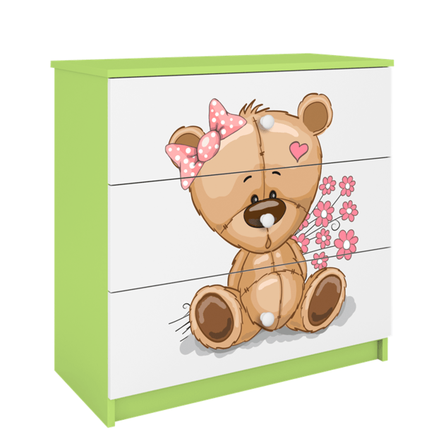 Chest of drawers babydreams green teddybear flowers