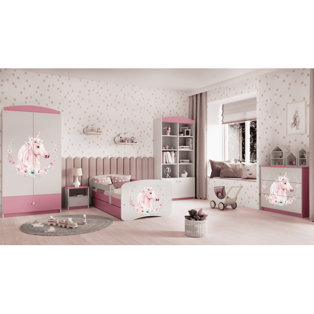 Bed babydreams pink horse with drawer with mattress 140/70