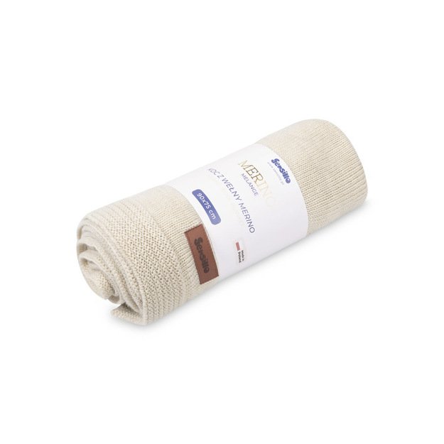 Merino vilnos antklodė 90x75 šviesiai smėlio spalvos