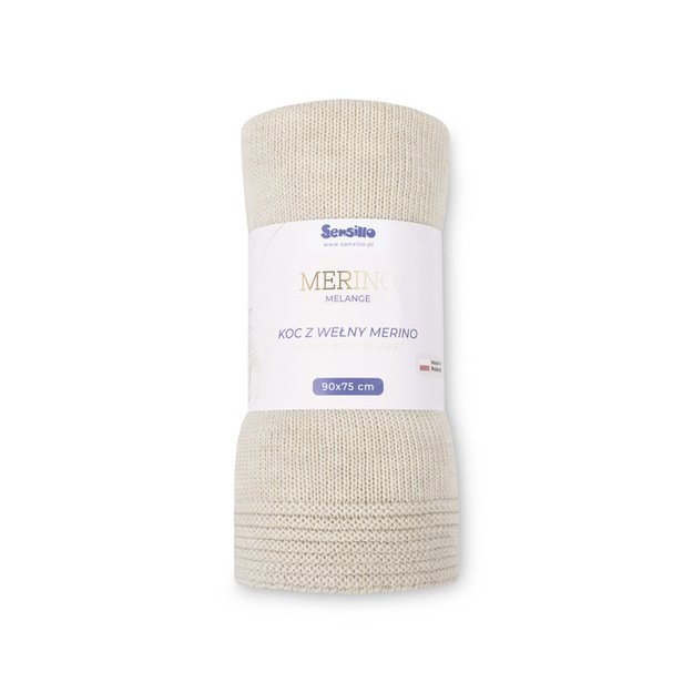 BLANKET MERINO MELANGE 90X75 LIGHT BEIGE