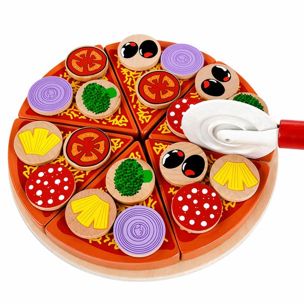 Wooden Pizza Cutting Set with Velcro Wheel and Cutting Board