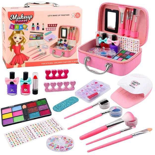 Grožio rinkinys, kosmetikos krepšys vaikams, nagų aksesuarai, džiovintuvas, 20 vnt.