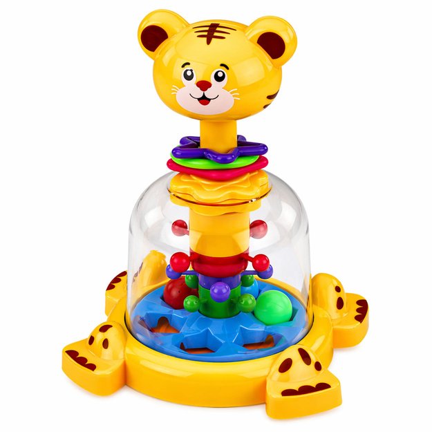 Interactive Tiger Cat Spinning Top with Spinning Balls for Babies