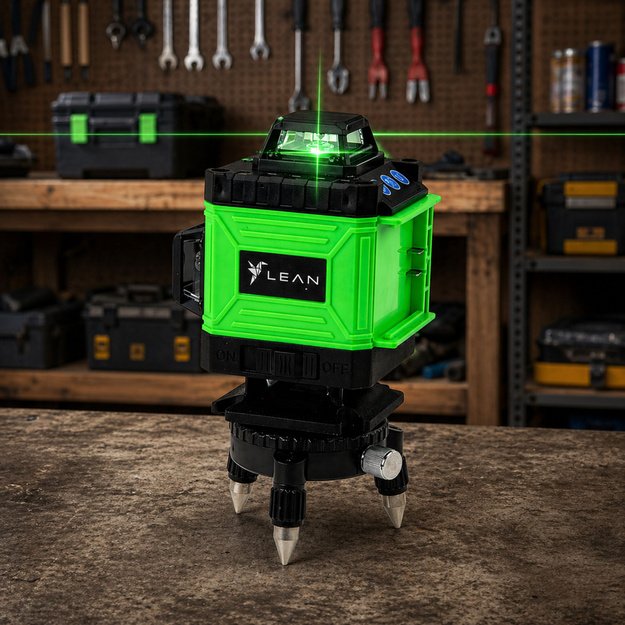 4D Laser Level Plane 16 Lines Bag 2 Batteries Green