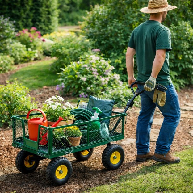 Foldable Garden Transport Cart Steel Trailer 200 kg
