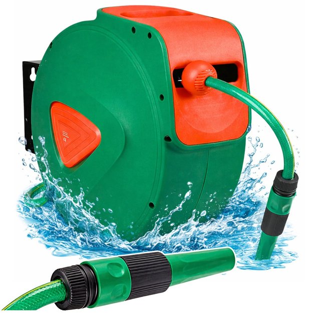Wall-Mounted Automatic Reel with Garden Hose 30m + 2m