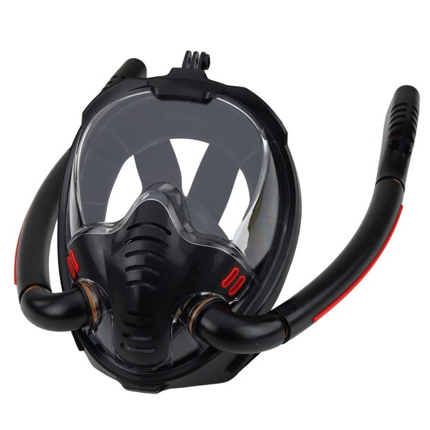 Full Face AntiFog DryTop Snorkeling Diving Mask Black L/XL