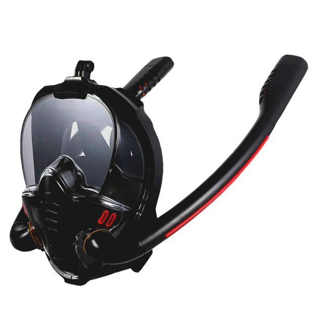 Full Face AntiFog DryTop Snorkeling Diving Mask Black L/XL