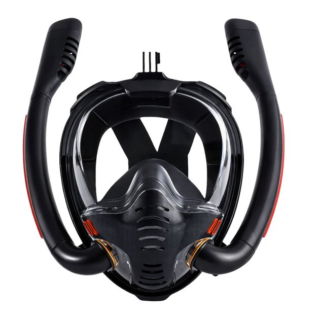 Full Face AntiFog DryTop Snorkeling Diving Mask Black L/XL