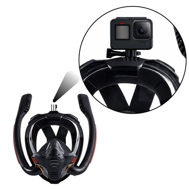 Full Face AntiFog DryTop Snorkeling Diving Mask Black L/XL