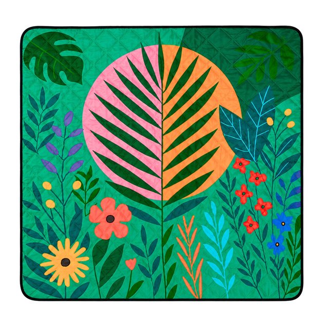 Picnic blanket, beach mat, travel mat, plants, colorful, 100 x 150 cm