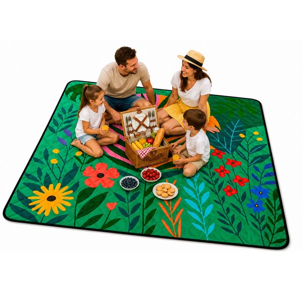 Picnic blanket, beach mat, travel mat, plants, colorful, 100 x 150 cm