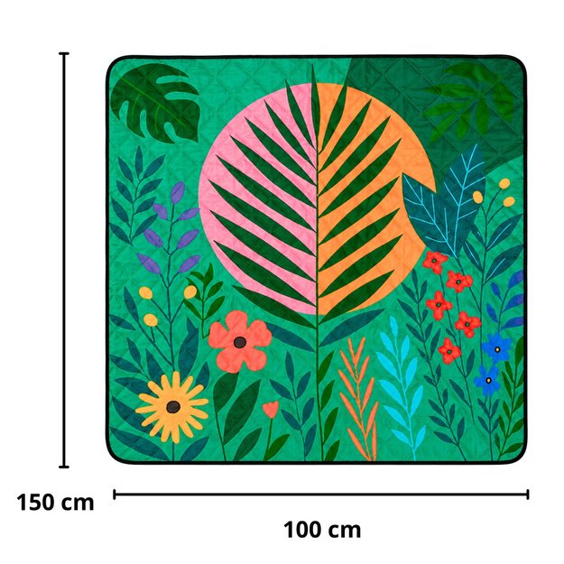 Picnic blanket, beach mat, travel mat, plants, colorful, 100 x 150 cm