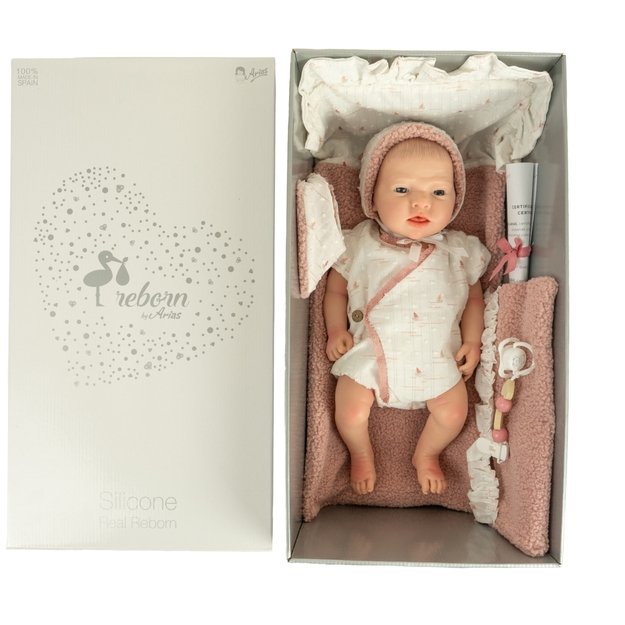 Arias silikoninė Reborn lėlė kūdikėlis, mergaitė 40 cm