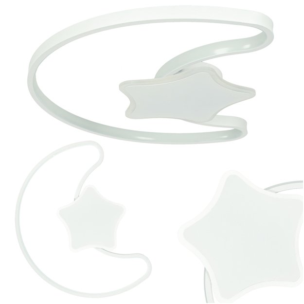 Lampa LED sufitowa plafon do pokoju dziecięcego ściemniana + pilot księżyc biała