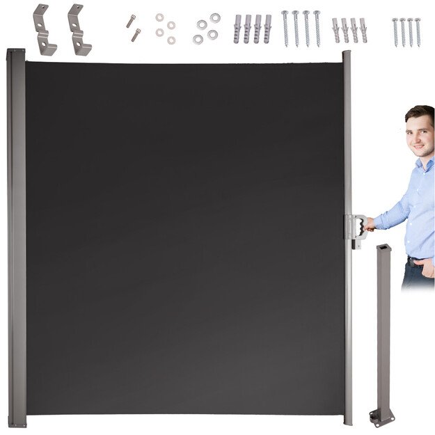 Markiza boczna tarasowa LUARO parawan zwijany 180 x 400 cm szary