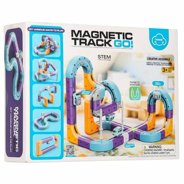 Klocki magnetyczne konstrukcyjne tor wyścigowy auto 87 element&oacute;w