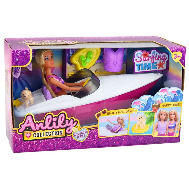 Anlily Doll in a Motorboat Dog Puppy Vest Board Accessories Set