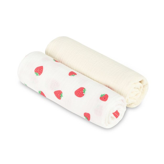 DIAPER CRUSHED MUSLIN 60X75 2-PACK STRAWBERRY CREAM