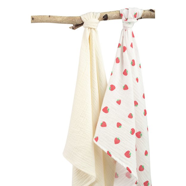 DIAPER CRUSHED MUSLIN 60X75 2-PACK STRAWBERRY CREAM
