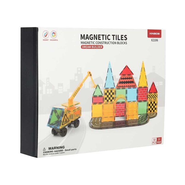 3D statybinės magnetinės plytos 50 elementų