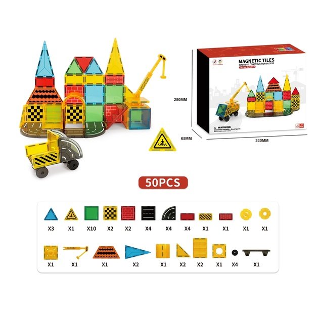 3D statybinės magnetinės plytos 50 elementų