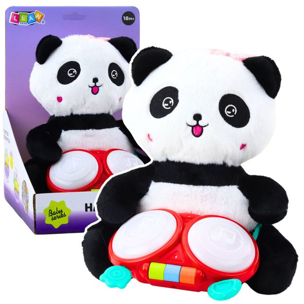Plush Panda With Drums Mascot Cuddly Toy Lights Sounds