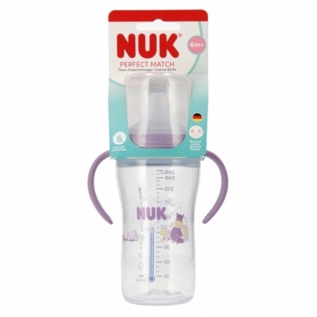 NUK „Perfect Match“ mokomasis buteliukas, 260 ml, „Begemotas“