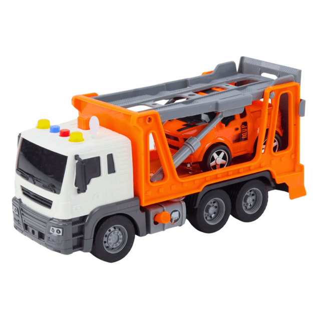 Daugiafunkcinis vilkikas su šviesomis ir garsais 1:16 oranžinis automobilis