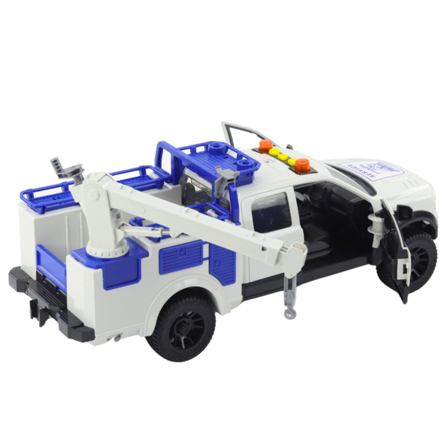 Service Truck with Crane Lights Sounds White 1:12
