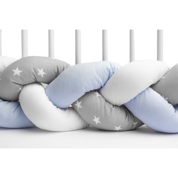 Braided Crib Bumpers 210 cm – stars blue