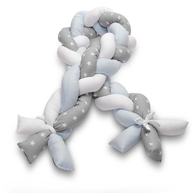 Braided Crib Bumpers 210 cm – stars blue