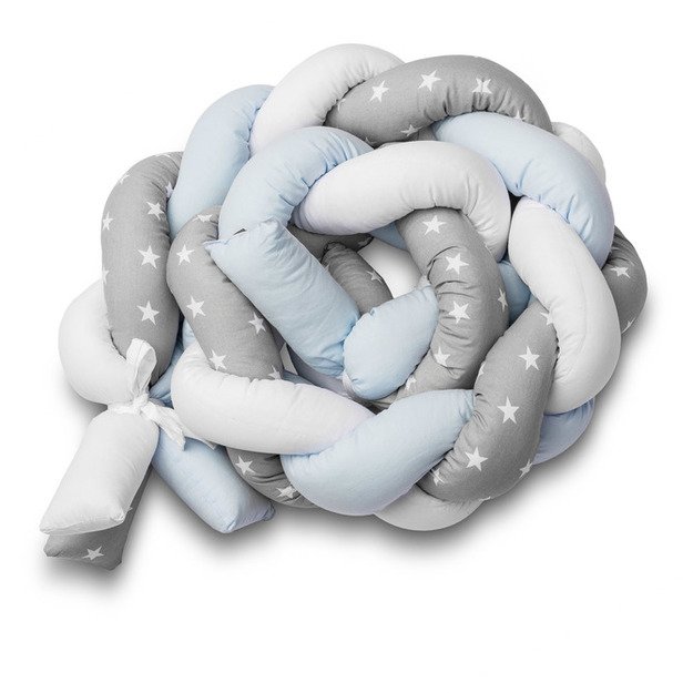 Braided Crib Bumpers 210 cm – stars blue