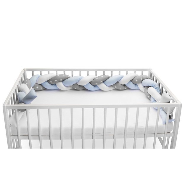 Braided Crib Bumpers 210 cm – stars blue