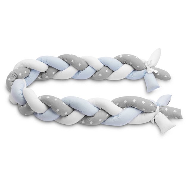 Braided Crib Bumpers 210 cm – stars blue