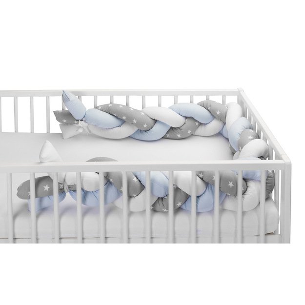 Braided Crib Bumpers 210 cm – stars blue