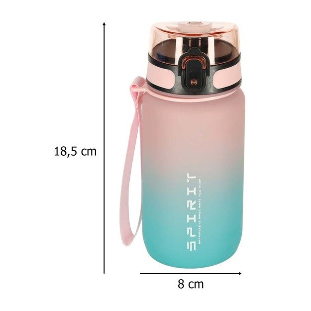 Vandens butelis bidonas su šiaudeliu ir rankena sportinis 600 ml rožinės-mėlynos spalvos 10