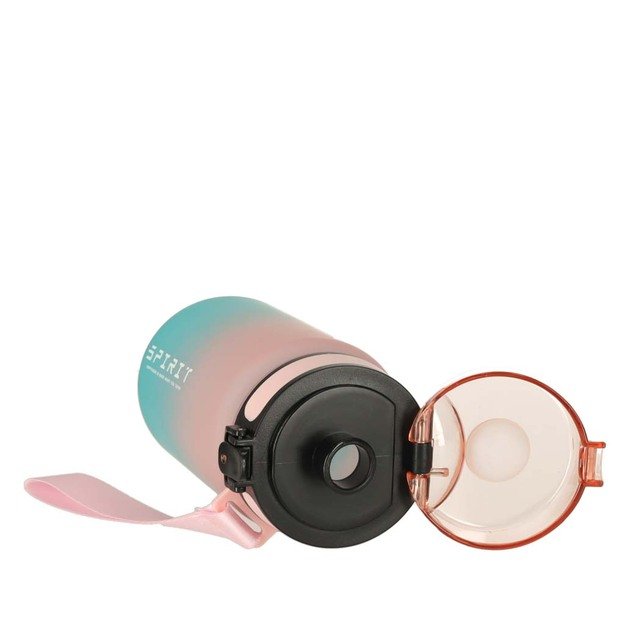 Vandens butelis bidonas su šiaudeliu ir rankena sportinis 600 ml rožinės-mėlynos spalvos 7