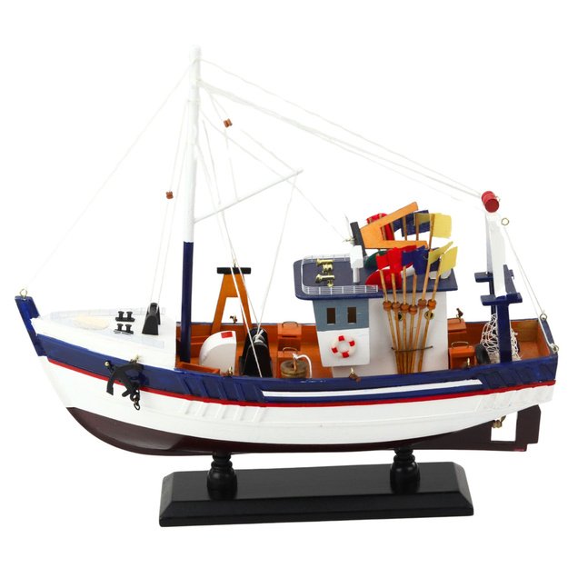 Collectible Decorative Model Fishing Boat Ship Equipped 37x34cm 1