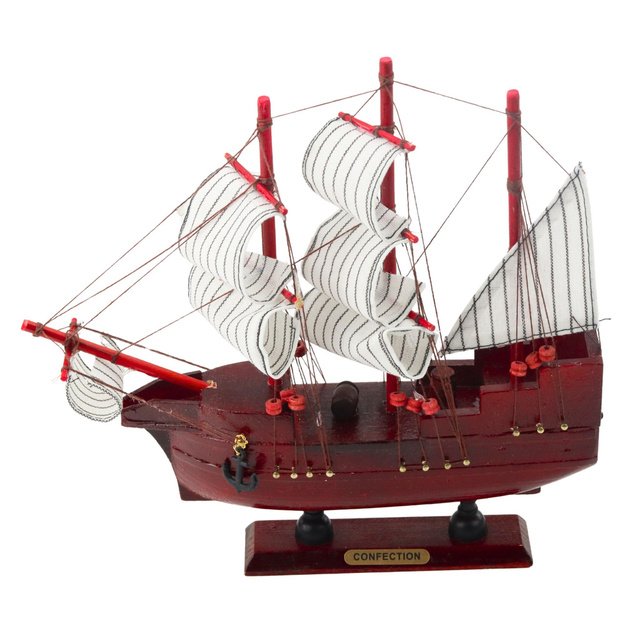 Collectible Decorative Model Sailing Ship Red 24x23cm 2