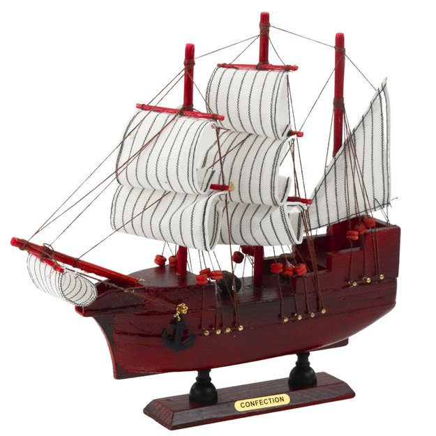 Collectible Decorative Model Sailing Ship Red 24x23cm 1