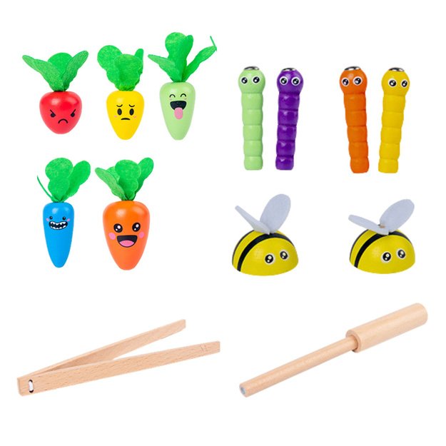 Wooden Carrots Earthworm Rod Magnet Game 2