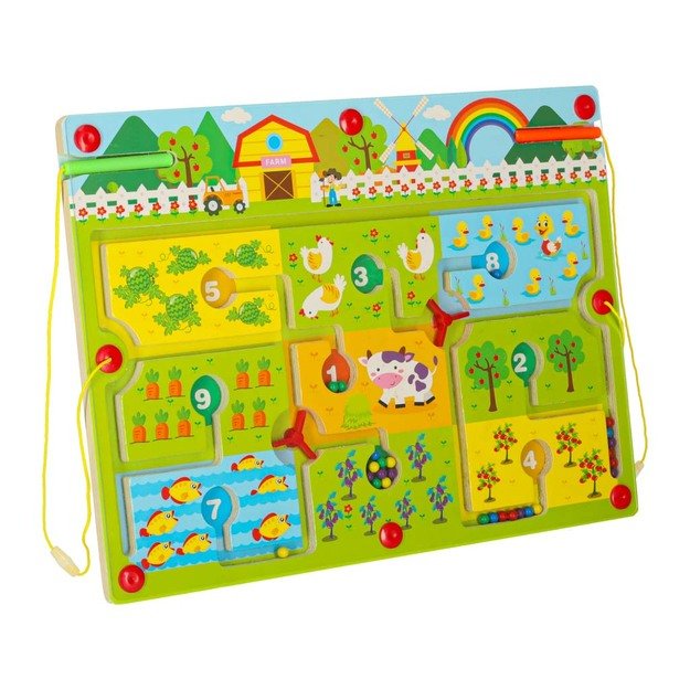 Magnetinis labirintas medinis stalo žaidimas keliaujančiam ūkiui 2 žaidėjams 1