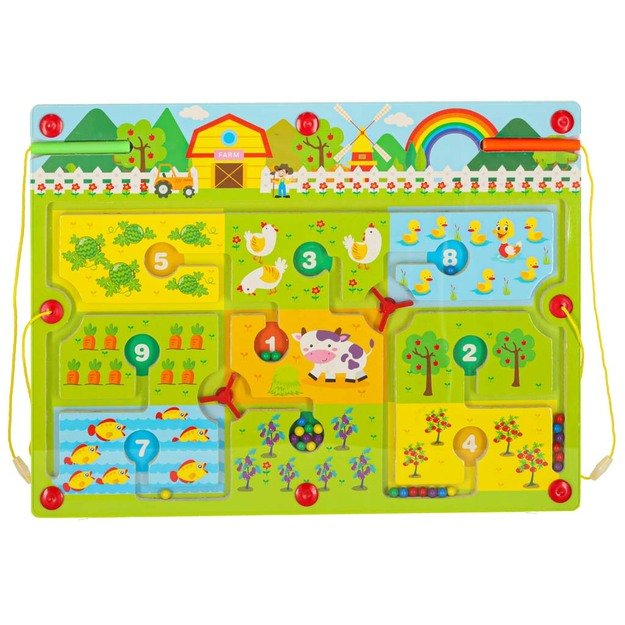 Magnetinis labirintas medinis stalo žaidimas keliaujančiam ūkiui 2 žaidėjams 2