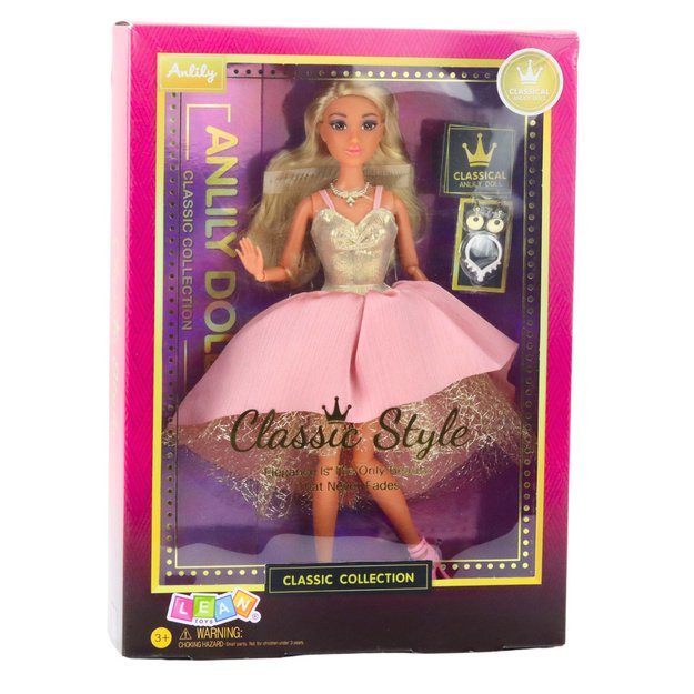 Anlily Doll in an Elegant Ball Gown with Gold and Pink Accessories 2